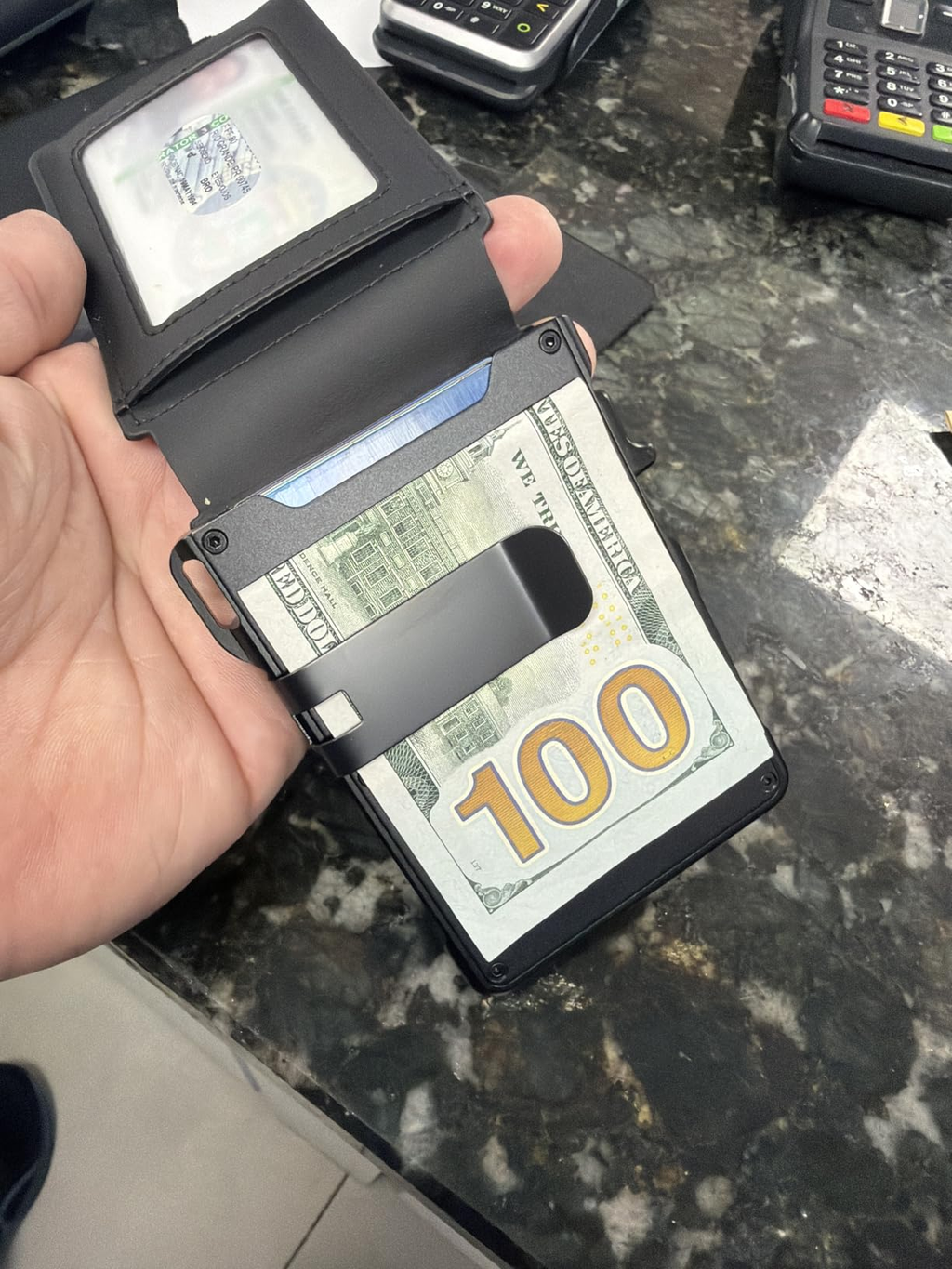 ⚡70K+ SOLD!-Wallet for Men - with Pop Up Aluminum Case Money Clip Slim Leather Slots Credit Card Holder RFID Blocking Bifold Minimalist Wallet